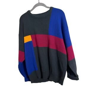 Vintage Skyr Colorblock Pullover Sweater Wool Blend Large